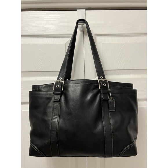 Vintage Coach F10288 Black Leather Large Tote - Picture 1 of 11